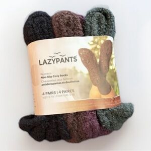 LazyPants Cozy Non-Slip Socks – 4 Pack – NWT